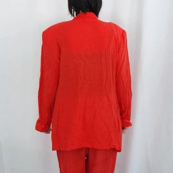 90s Red Cotton Blazer‎ - Picture 3 of 4